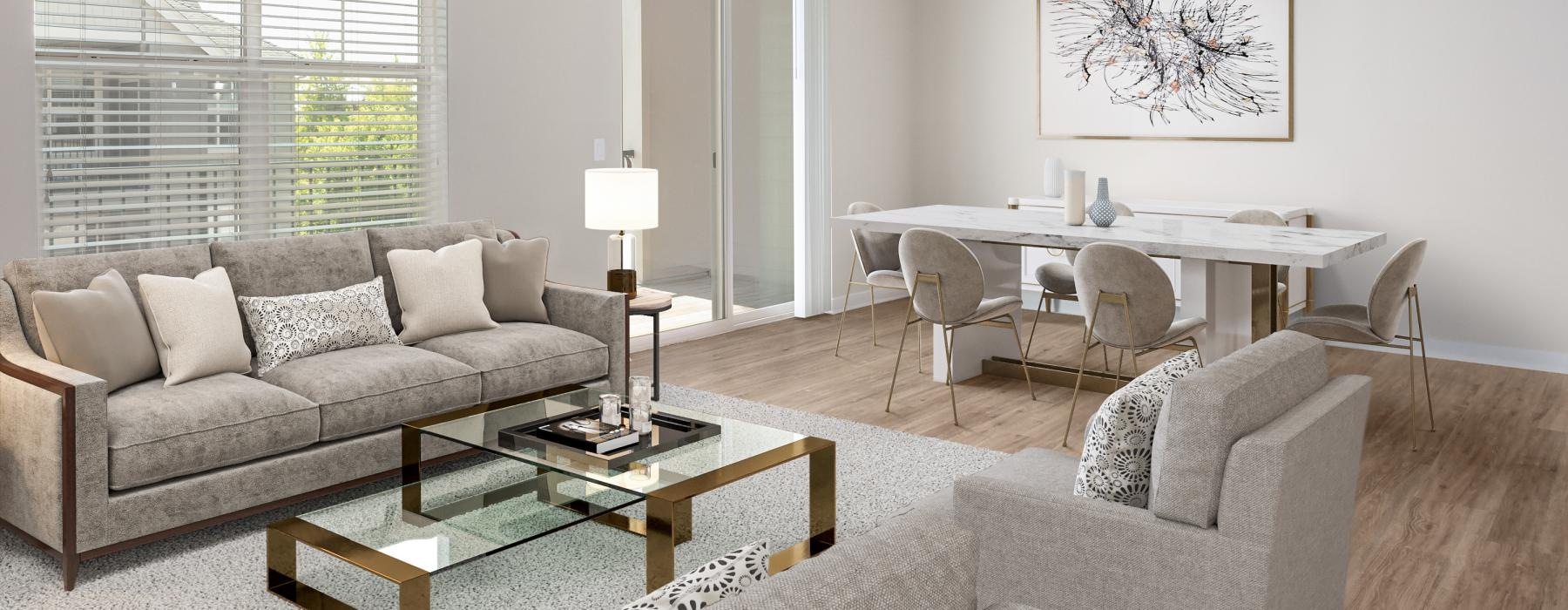 a living room with a couch and a coffee table