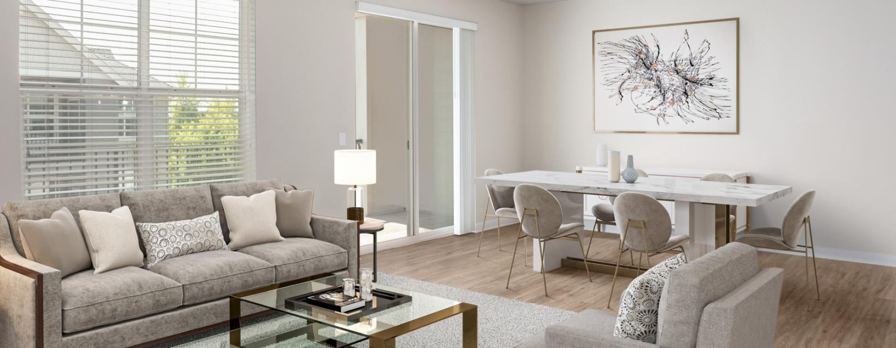 a living room with a couch and a coffee table
