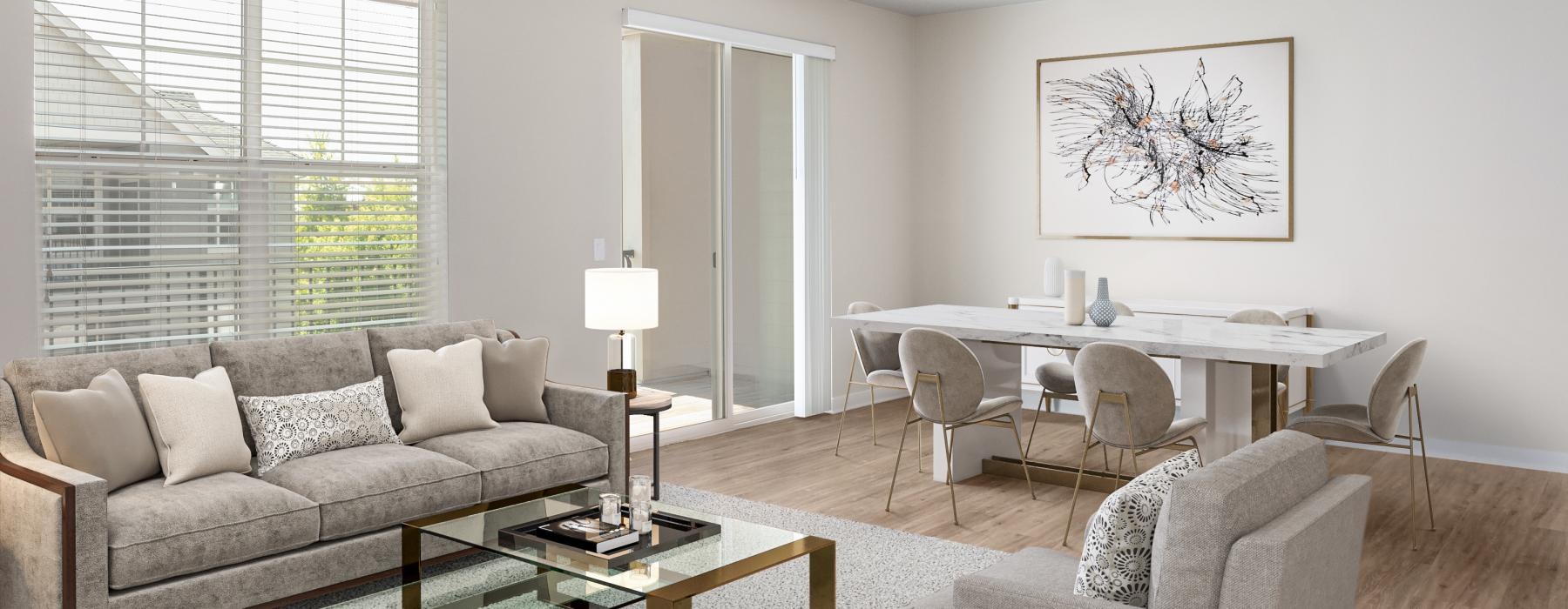 a living room with a couch and a coffee table