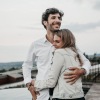 couple hugging outdoors